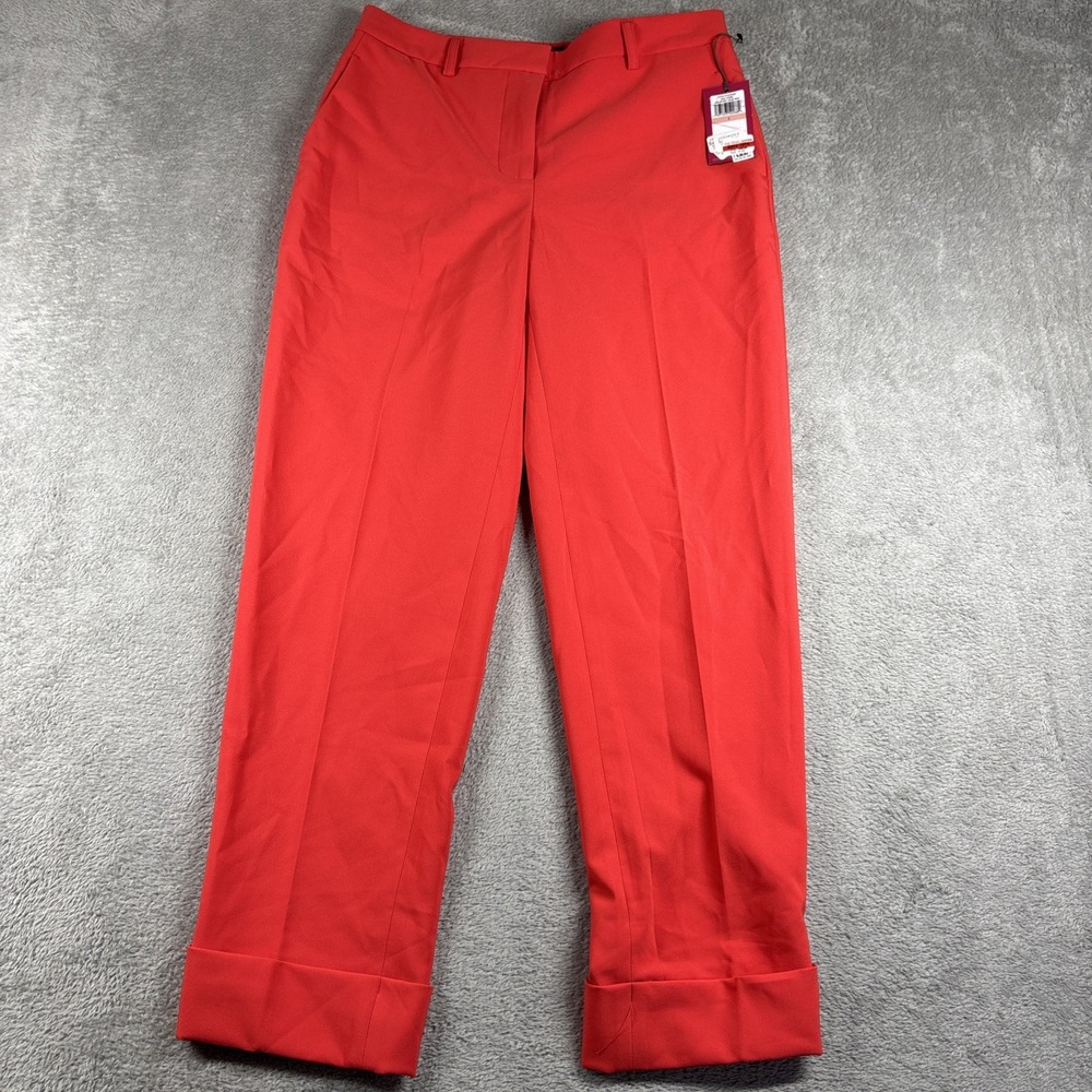 NWT‎ Vince Camuto Women's Creased Cuffed Pants Belt Loops Pockets Red Size 2